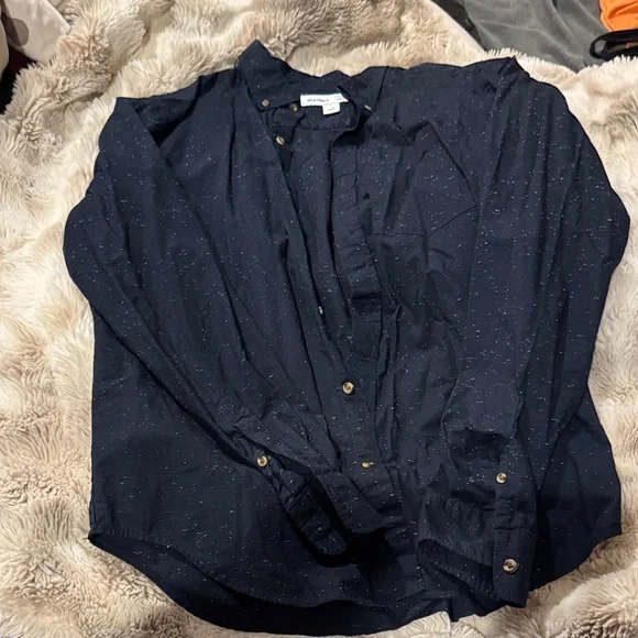 Old navy Dark Blue speckled with gray Button-Up Shirt - Picture 3 of 8